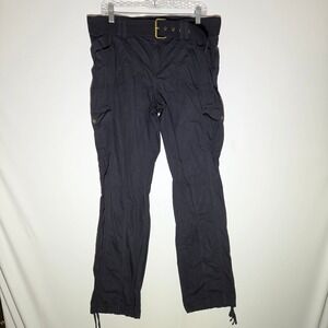 Blue Epic Cargo Pants Womens 14 Black Belted Multi Pocket BEM-74235